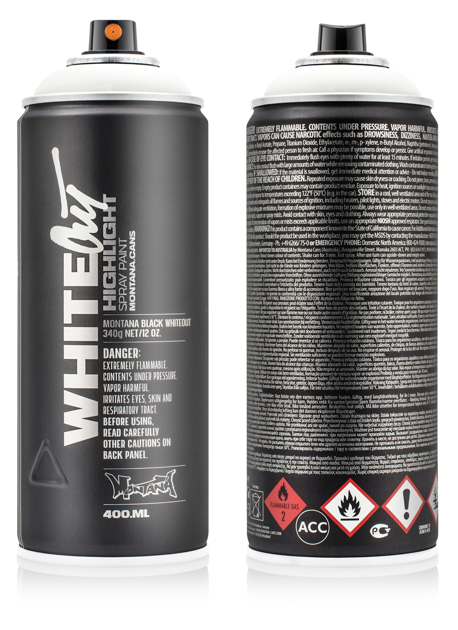  Montana Black High-Pressure Cans - White 400ml Can : Tools &  Home Improvement